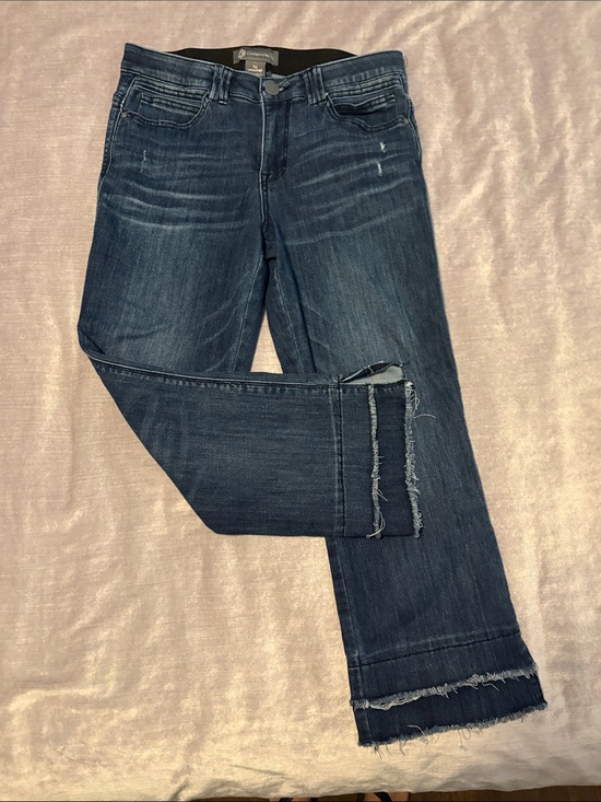 Democracy Denim - Democracy Dark Indigo Cropped Frayed-Hem Jeans